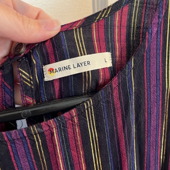 Marine Layer Alice Midi Dress in Lurex Multi-stripe | Size L - Picture 8 of 9